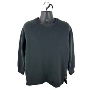 Anthropologie Varley Black Manning Ribbed Jersey  CrewOversized Sweater Size XL